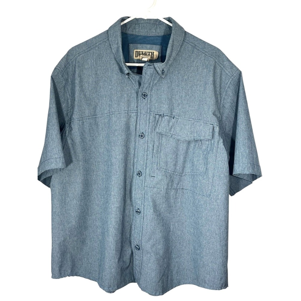 Duluth Trading Men's Short Sleeve Button Up Fishing Shirt Standart Fit XL